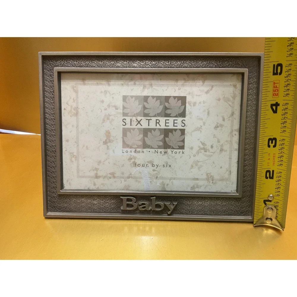 Sixtrees Baby Photo Frame 4x6 Pewter Tone Heart Pattern Nursery Decor AF85746